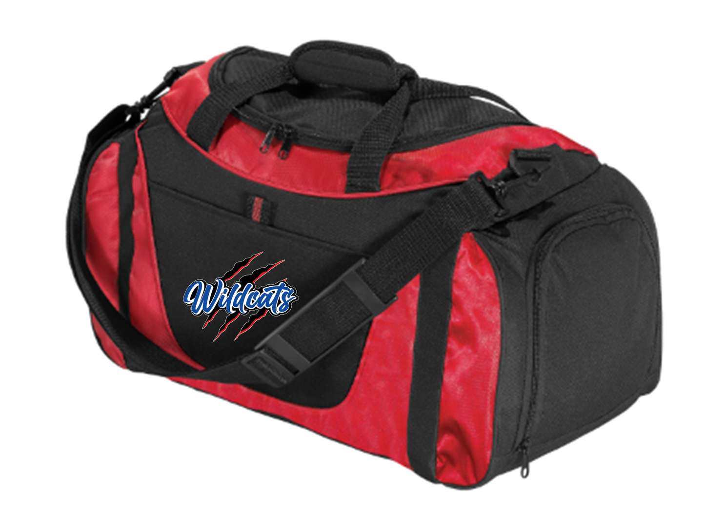 Pierson Wildcats Small Two-Tone Duffel Bag in red and black