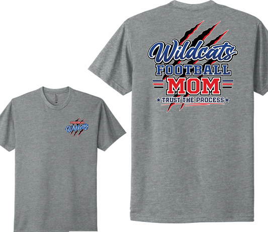 Pierson Wildcats Football Mom CVC Tee – Sport Grey, front and back