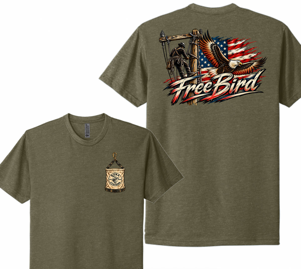 Free Bird Lineman USA Next Level Tee
