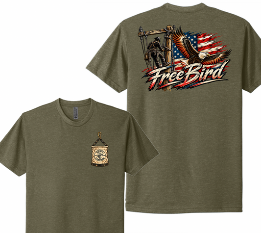 Free Bird Lineman USA Next Level Tee