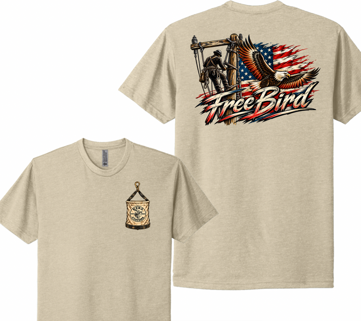 Free Bird Lineman USA Next Level Tee