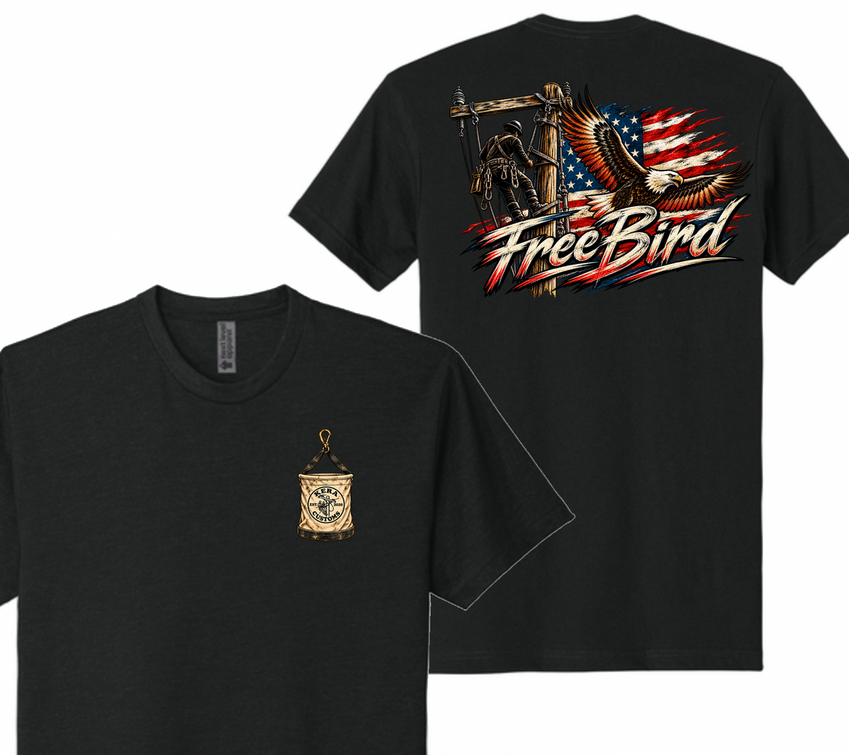 Free Bird Lineman USA Next Level Tee