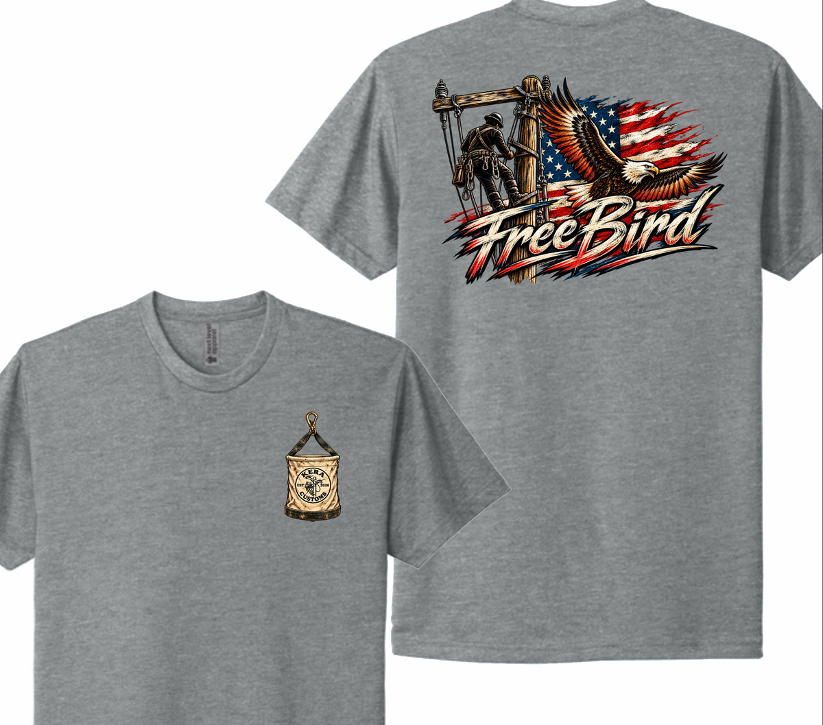Free Bird Lineman USA Next Level Tee